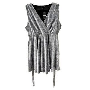 TORRID Plus Size Mini Glitter Lurex Surplice Tiered dress Silver 3X